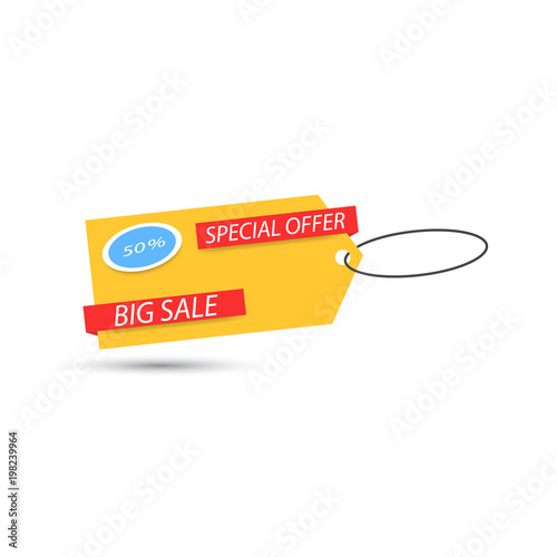 The price tag big sale over white background. Vector illustration .