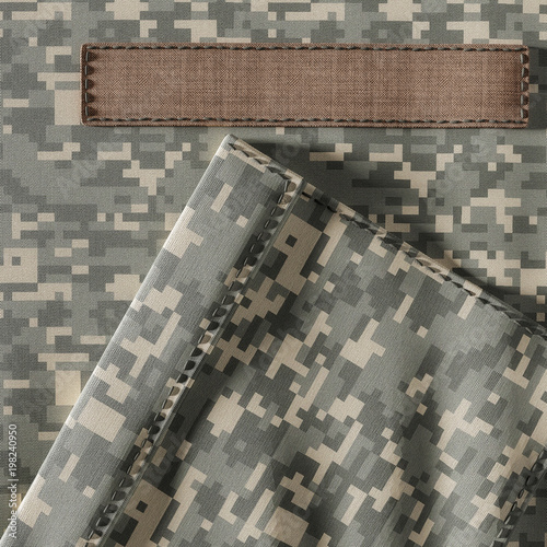 Closeup of Camouflage Uniform and Blank Name Patch