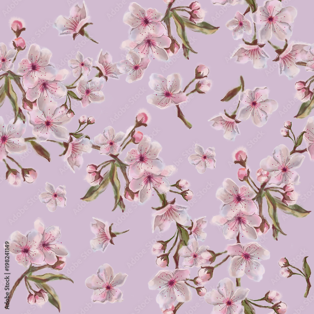 Pink Spring Floral Wreath Rapport for Background, Print, and Textile.