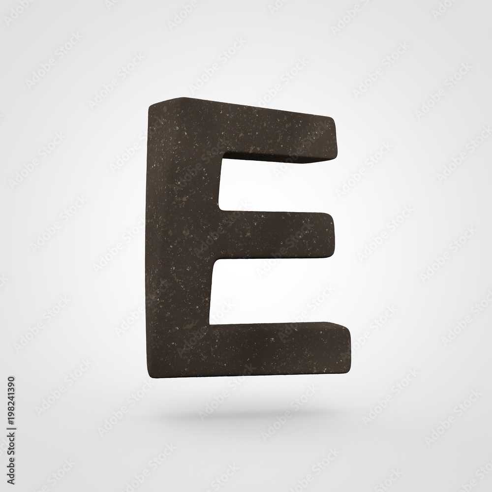 Soil letter E uppercase isolated on white background. Soil letter E uppercase isolated on white background.