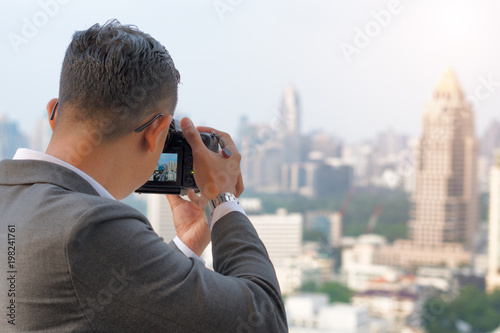 Landscape Photography, Photographers take pictures of the buildings in bangkok.