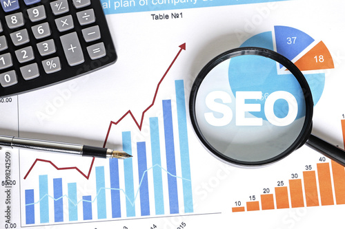 Business search loupe magnifier seo chart web diagram.