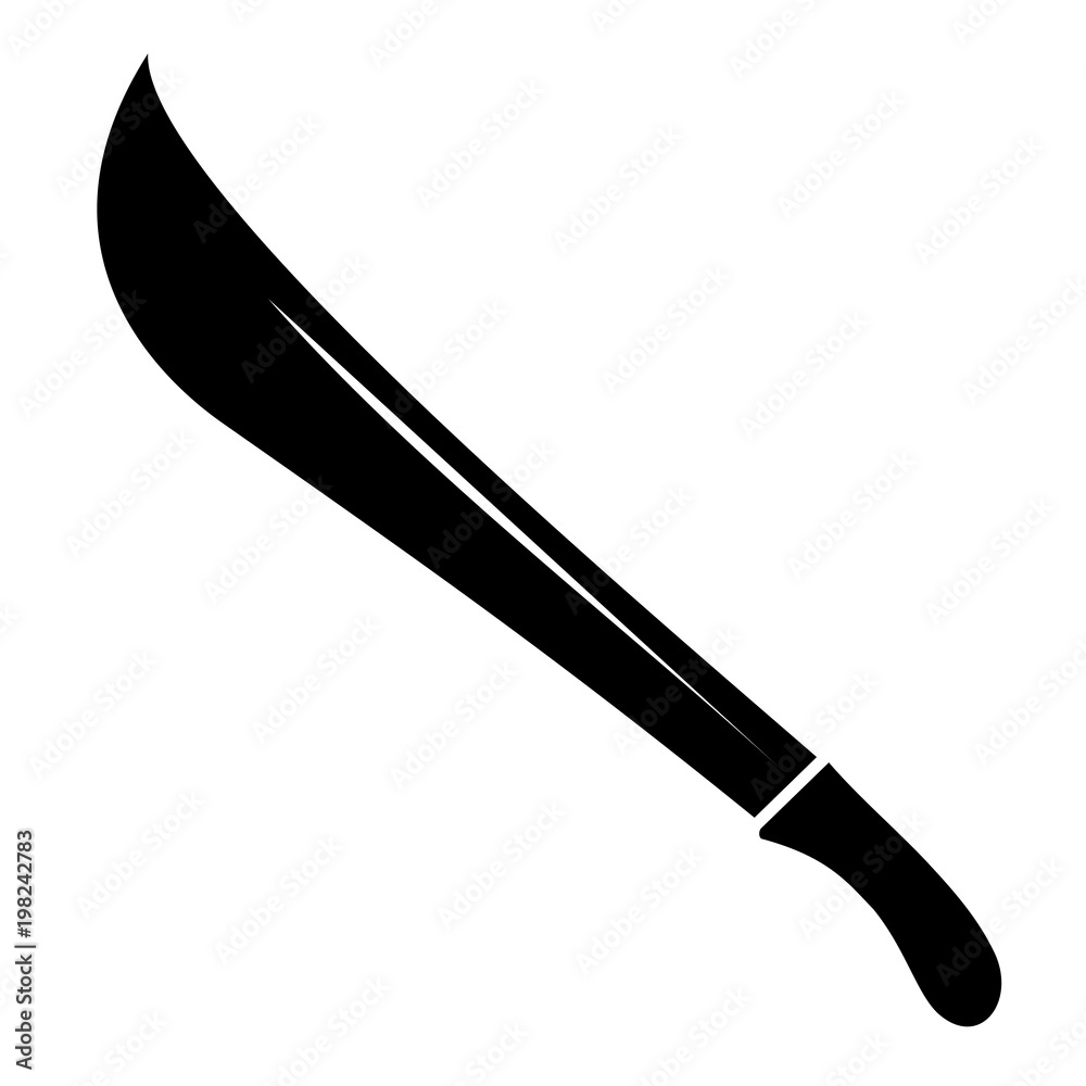 Simple, black machete silhouette. Isolated on white Stock Vector