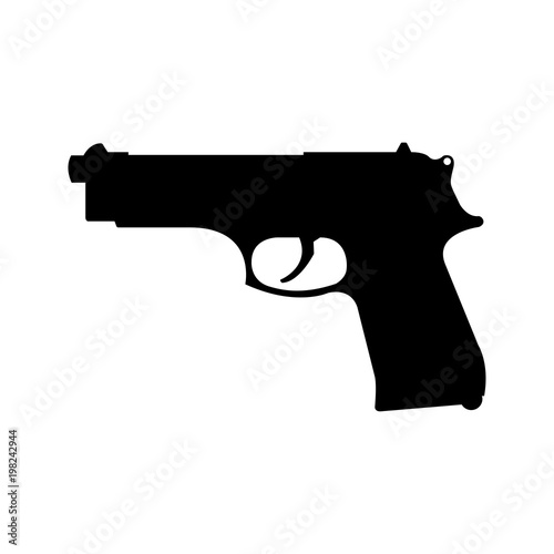 Icono plano silueta pistola beretta en color negro