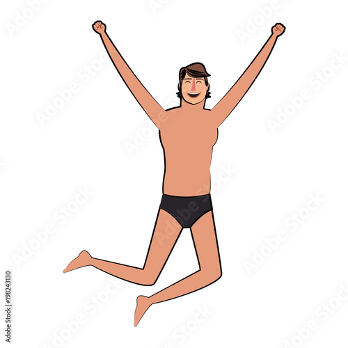 Man with swim suit jumping vector illustration graphic design
