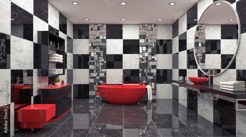 Nowoczesne wnętrza łazienki renderowania 3d ilustracji