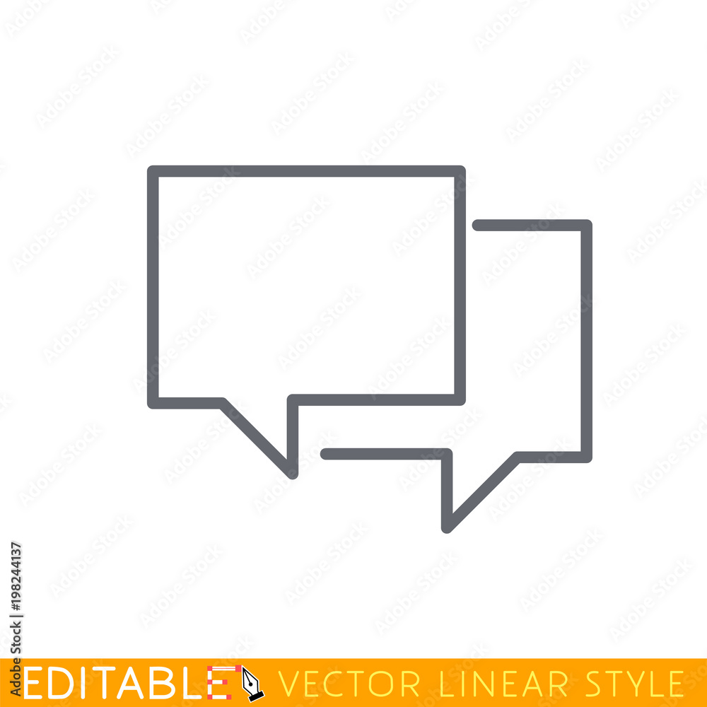 Chat bubbles vector line icon isolated on white background. Vector line icon of speach bubble for chat and conversation for infographic. Editable stroke sketch icon. Stock vector illustration. Chat bubbles vector line icon isolated on white background. Vector line icon of speach bubble for chat and conversation for infographic. Editable stroke sketch icon. Stock vector illustration.