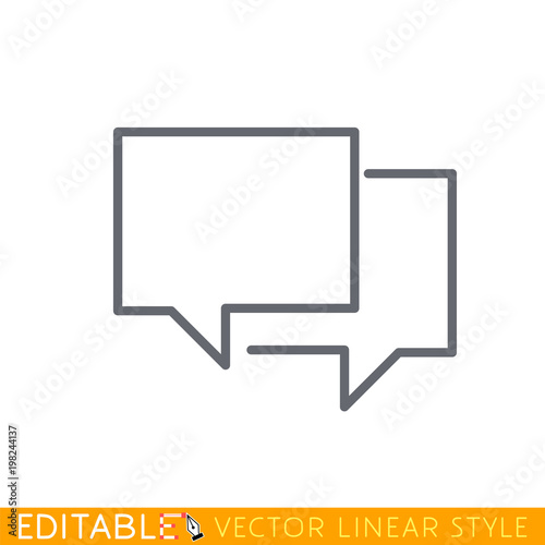 Chat bubbles vector line icon isolated on white background. Vector line icon of speach bubble for chat and conversation for infographic. Editable stroke sketch icon. Stock vector illustration.