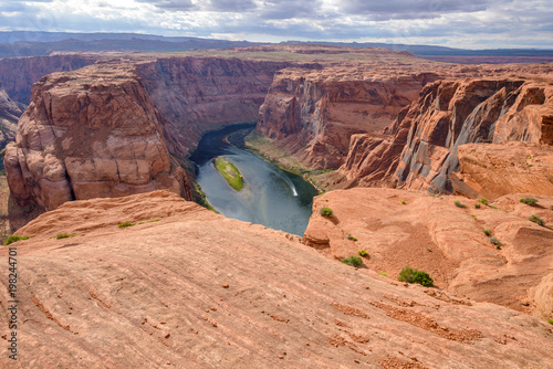Overlook of Horseshoe Bend - Wide angle top view of Horseshoe Bend, Page, Arizona, USA.