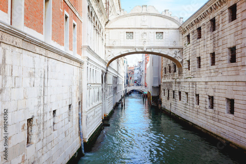 Bridge of Sighs (Ponte dei Sospiri) across the Palace Canal (Rio di Palazzo). Venice, Italy. © meteoritka