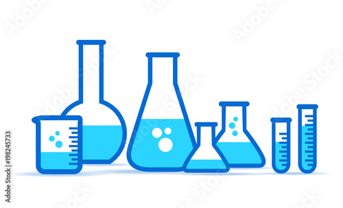 Glass Lab Jars, laboratory equipment icon. Set chemical vessels Vector illustration