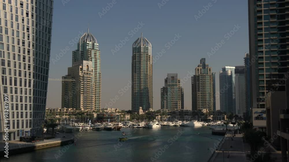 Skyscrapers and boats in Dubai Marina Skyscrapers and boats in Dubai Marina