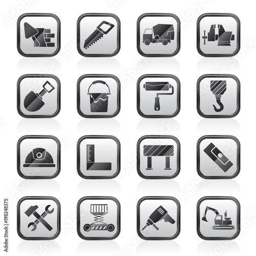 Building and construction tools icons - vector icon set