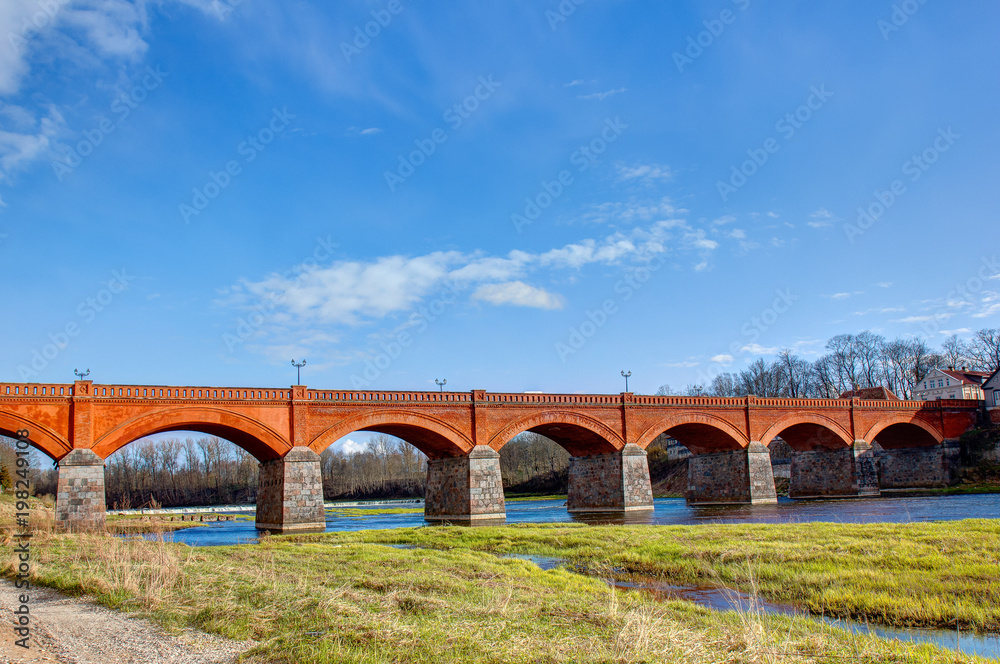 The old brick bridge across the Venta river was built in 1874 and is the longest bridge of this kind of road bridge in Europe 164 m