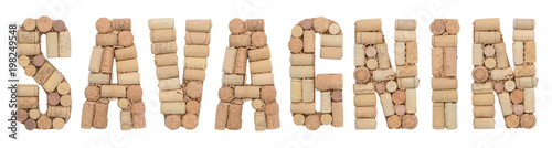 Grape variety Savagnin made of wine corks Isolated on white background