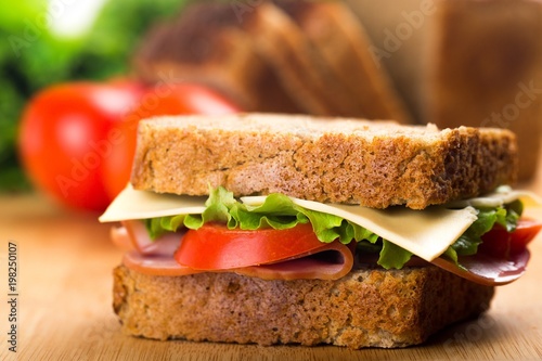 Fresh appetizing sandwich with vegetables