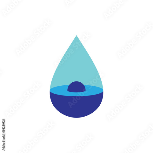 3D water drop logo with blue core