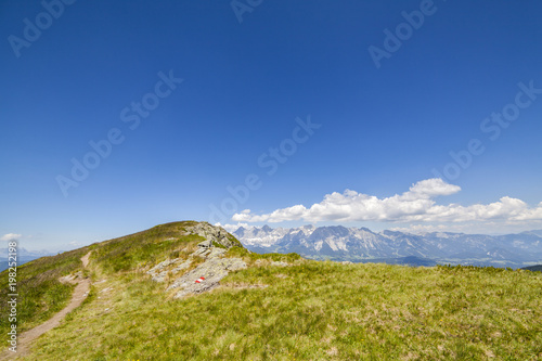 Hiking trail from mountain Reiteralm to Gasselhoehe and mountain Dachstein © photoflorenzo