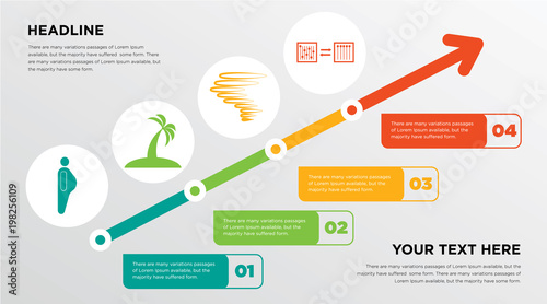 obesity, palm tree flat, hurrican, discip growing horizontal presentation design template in green, red and yellow, grow up business infographics with icons