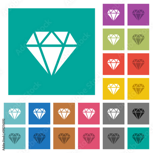 Diamond square flat multi colored icons