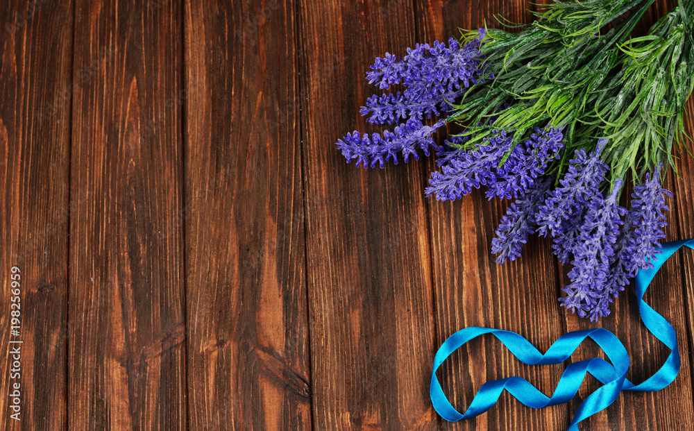 spring flowers lilac fragrant lavender on a wooden spring flowers lilac fragrant lavender on a wooden