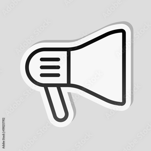 mouthpiece icon. Sticker style with white border and simple shadow on gray background