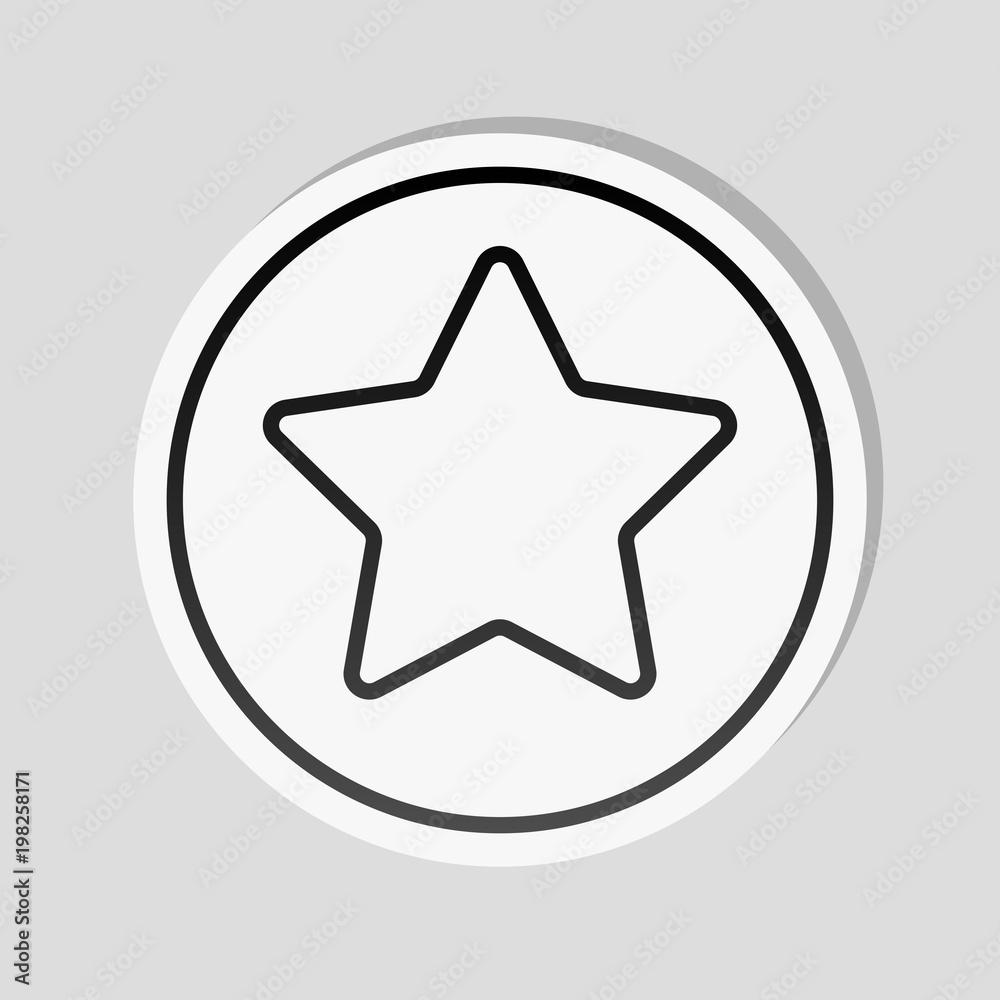 star in circle icon. Sticker style with white border and simple shadow on gray background star in circle icon. Sticker style with white border and simple shadow on gray background