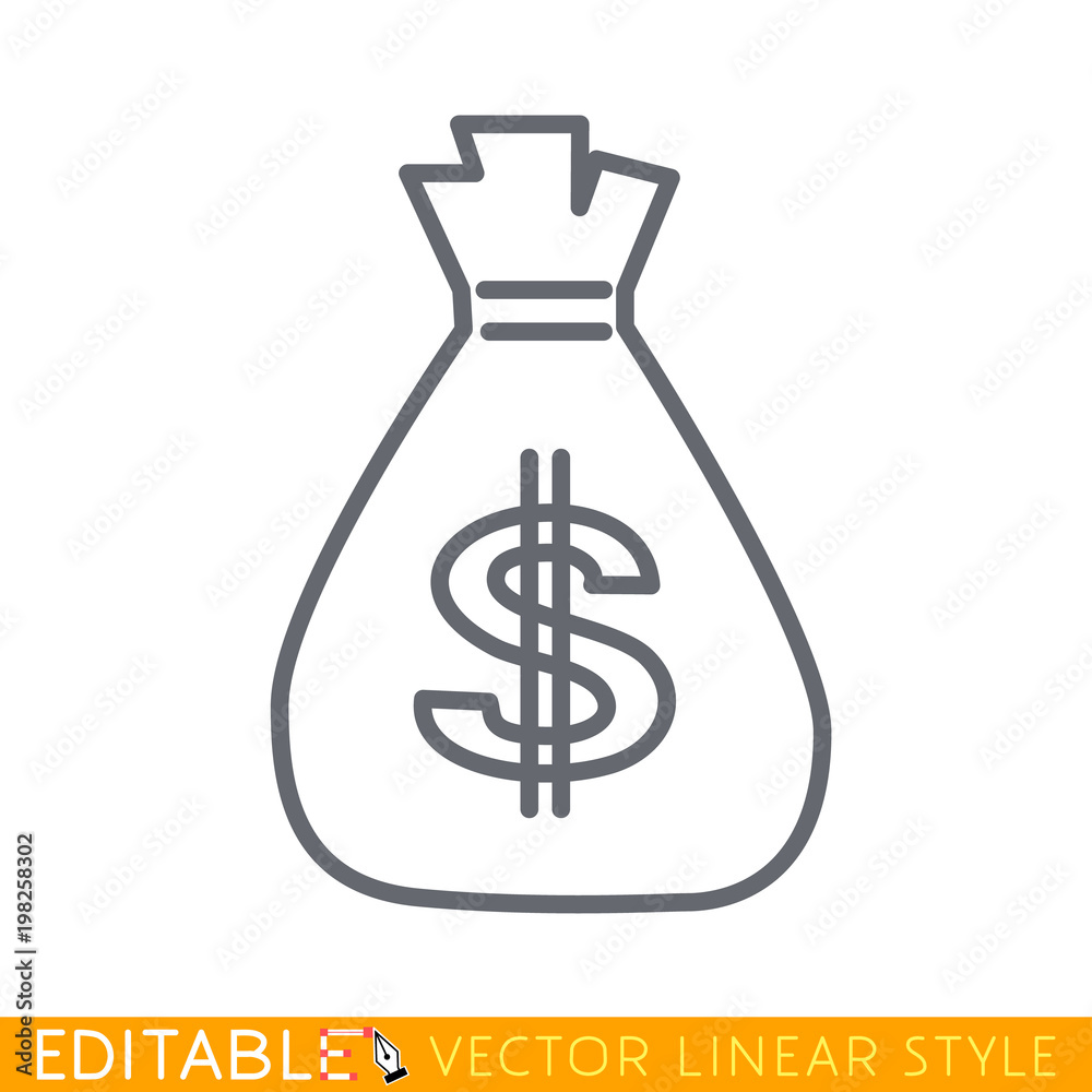 money bag line icon, outline vector logo illustration, linear pictogram isolated on white Editable stroke sketch icon. Stock vector illustration. money bag line icon, outline vector logo illustration, linear pictogram isolated on white Editable stroke sketch icon. Stock vector illustration.