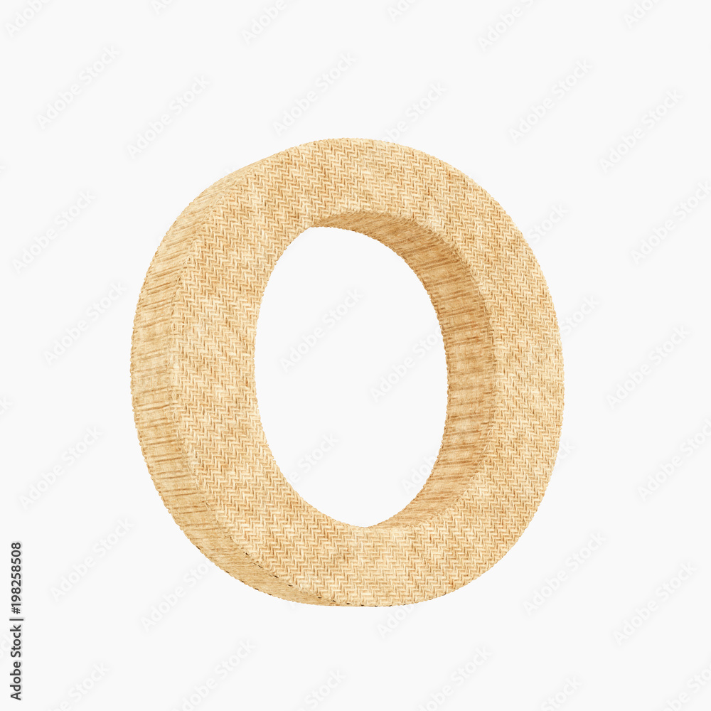 3d rendered woven wicker upper case o on pure white. 3d rendered woven wicker upper case o on pure white.