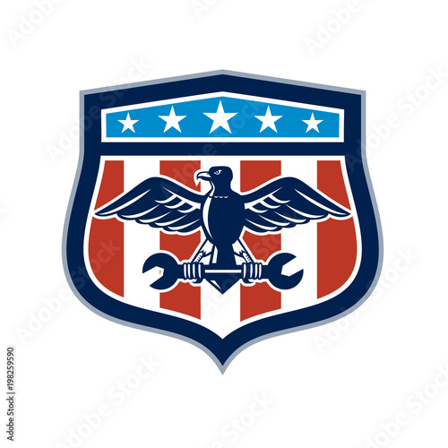 American Eagle Mechanic USA Flag Crest