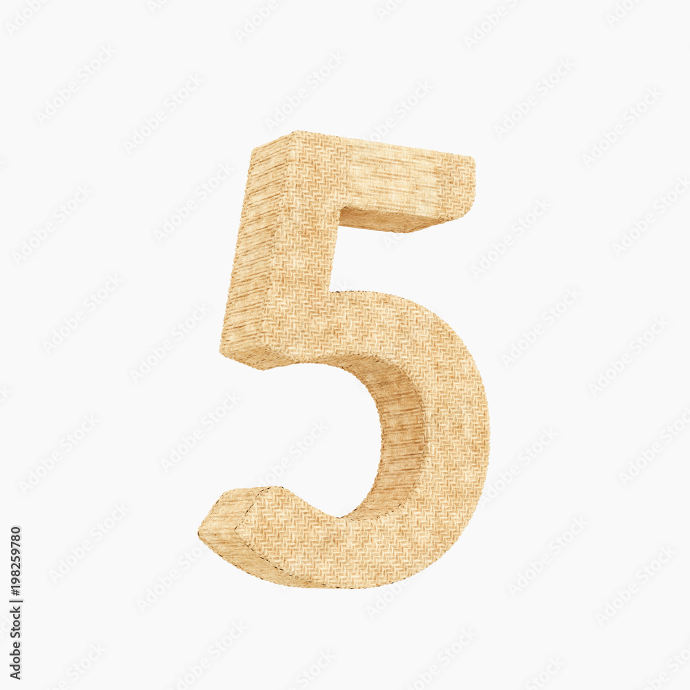 3d rendered woven wicker number 5 on pure white. 3d rendered woven wicker number 5 on pure white.