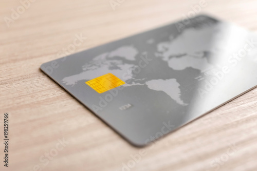 Credit card on table, closeup