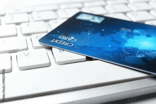 Credit card on keyboard, cl...