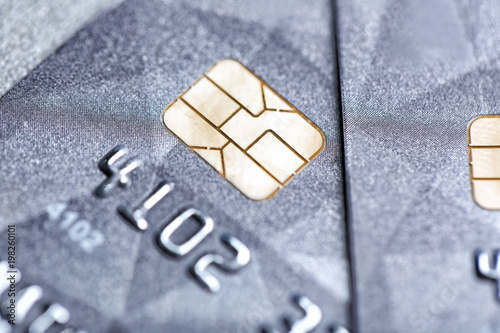Credit card with chip, closeup