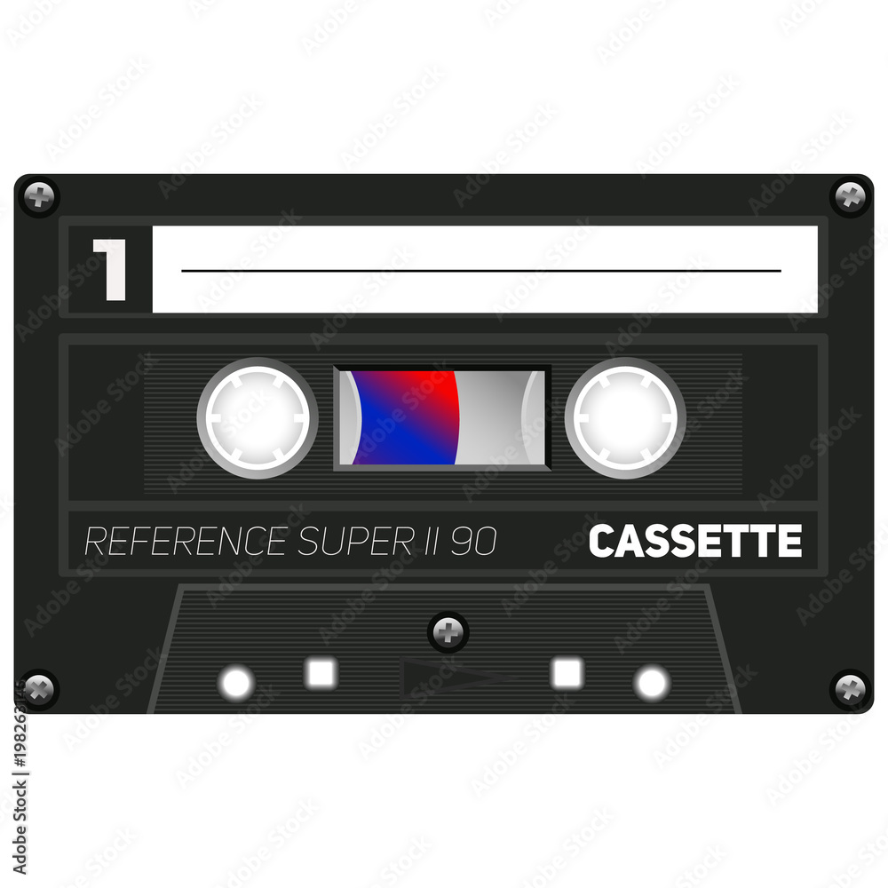 Fototapeta premium Vintage technology audio cassette tape isolated on white background.