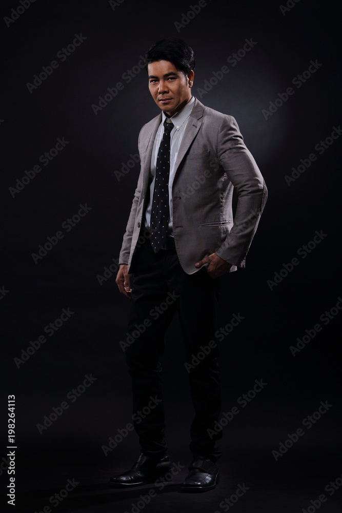 Full Length Snap Figure, Business Man Stand in gray Suit white shirt black pants Full Length Snap Figure, Business Man Stand in gray Suit white shirt black pants