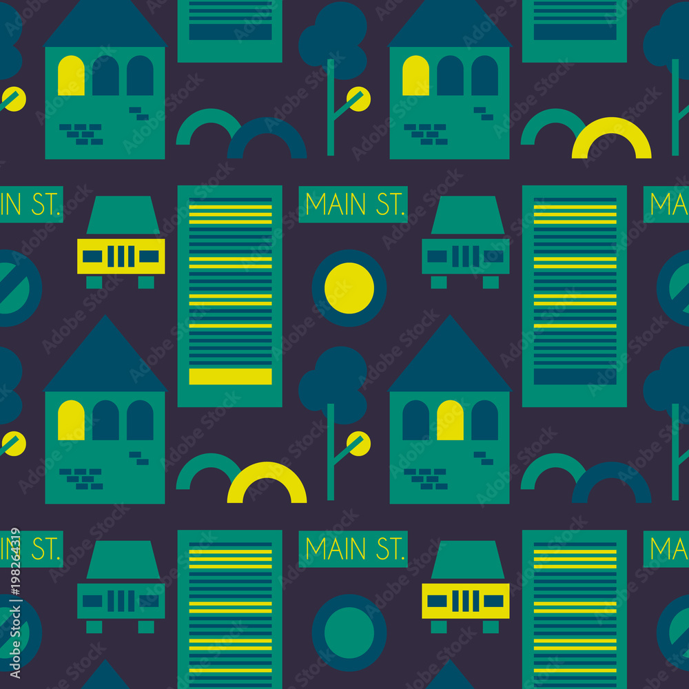 City road sings seamless pattern. Suitable for screen, print and other media.