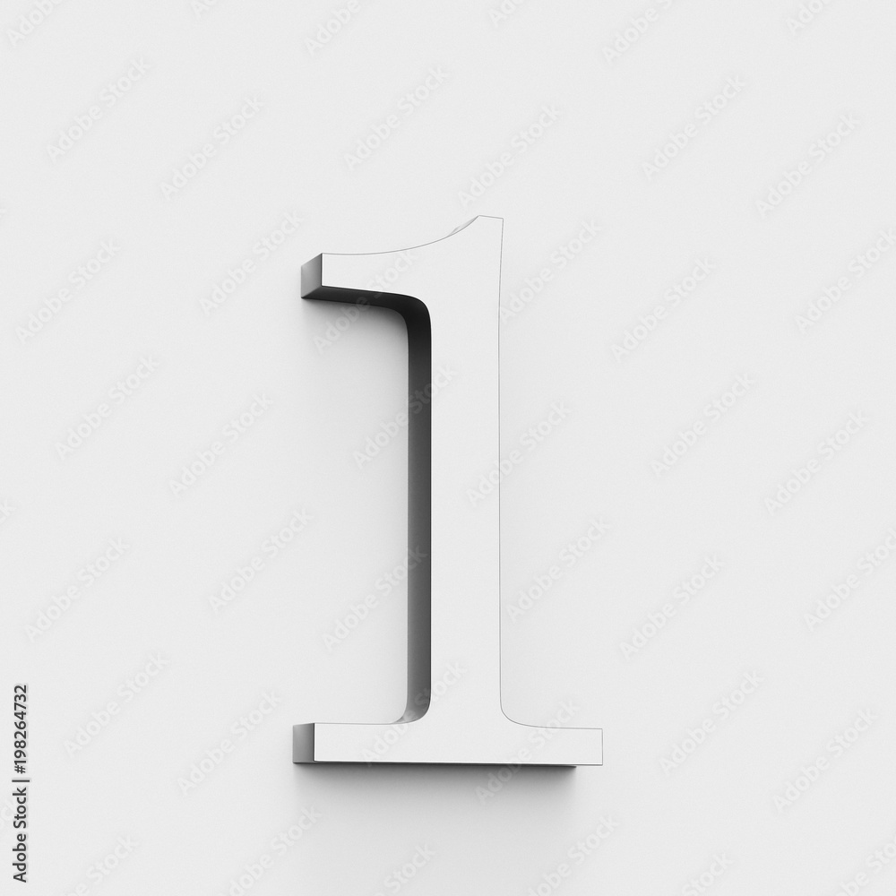 Modern and elegant number 1 in black and white on white. 3D render. Modern and elegant number 1 in black and white on white. 3D render.