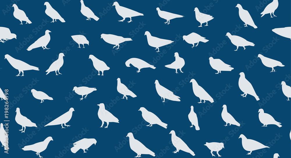 Seamless pigeons pattern in silhouette, vector art Seamless pigeons pattern in silhouette, vector art