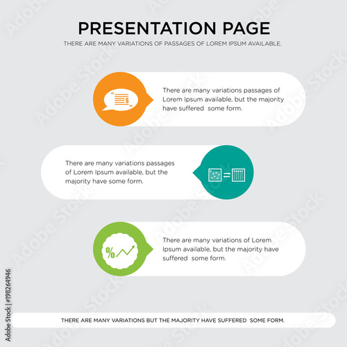 interest rate, discip, statement presentation design template in orange, green, yellow colors with horizontal and rounded shapes