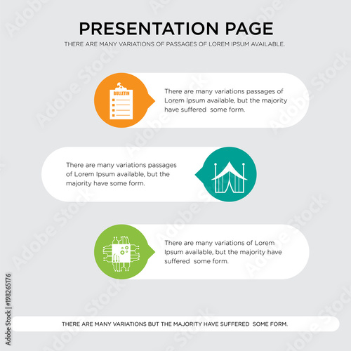 sem, marquee, bulletin presentation design template in orange, green, yellow colors with horizontal and rounded shapes