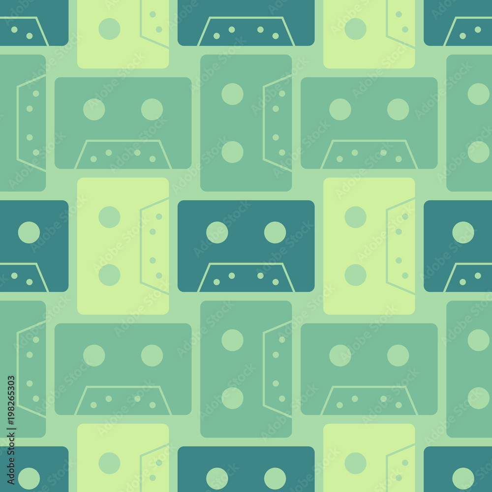 Cassette seamless pattern. Authentic design for digital and print media.