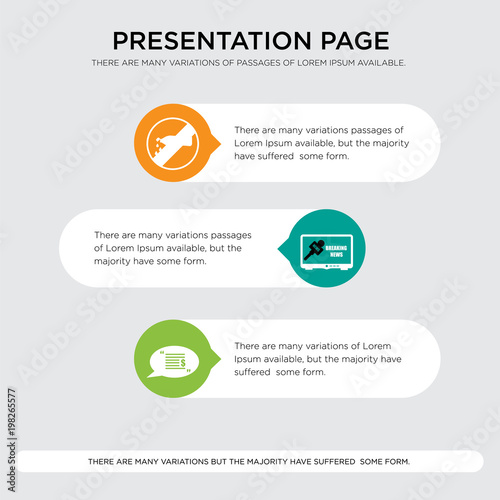 statement, breaking news, no water presentation design template in orange, green, yellow colors with horizontal and rounded shapes