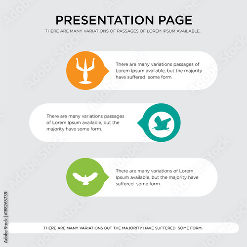 hawk, heron, psi presentation design template in orange, green, yellow colors with horizontal and rounded shapes