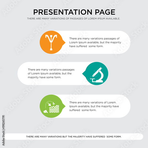 reconstruction, pathology, psi presentation design template in orange, green, yellow colors with horizontal and rounded shapes