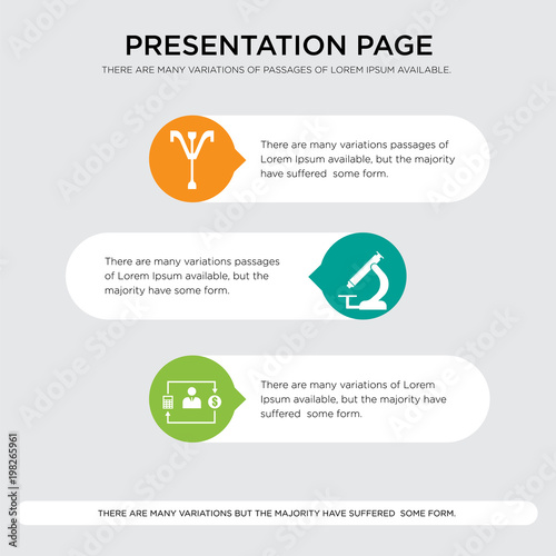 accountant, pathology, psi presentation design template in orange, green, yellow colors with horizontal and rounded shapes