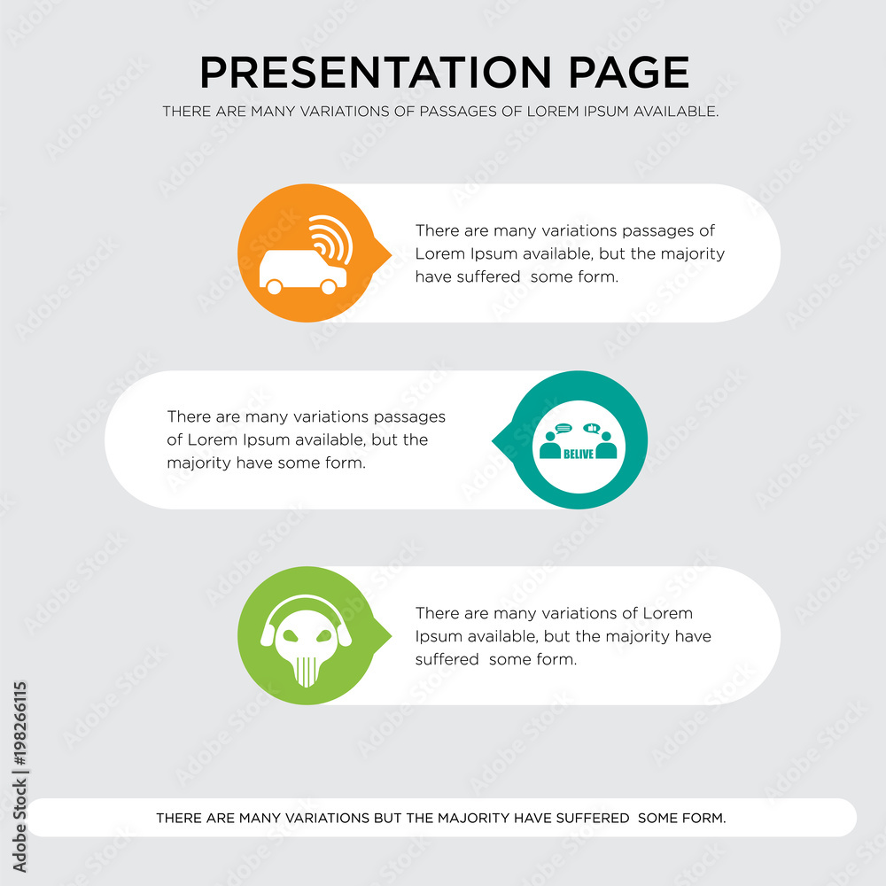 skull with headphones, believe, connected car presentation design template in orange, green, yellow colors with horizontal and rounded shapes skull with headphones, believe, connected car presentation design template in orange, green, yellow colors with horizontal and rounded shapes
