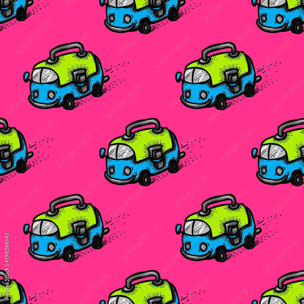 School bus and bag seamless pattern. Original design for print or digital media. School bus and bag seamless pattern. Original design for print or digital media.