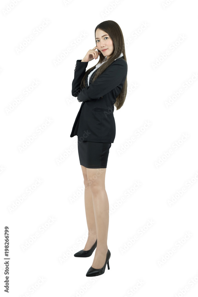Asian business woman standing in full body smiling isolated on white background. Asian business woman standing in full body smiling isolated on white background.