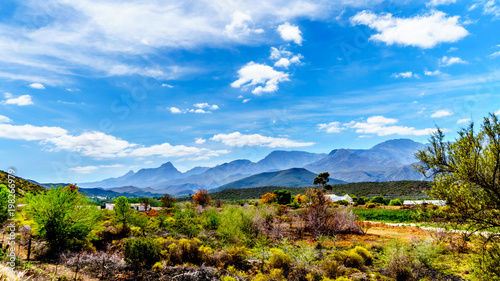 The Little Karoo region of the Western Cape Province of South Africa with the majestic Grootswartberg Mountains on the horizon photo